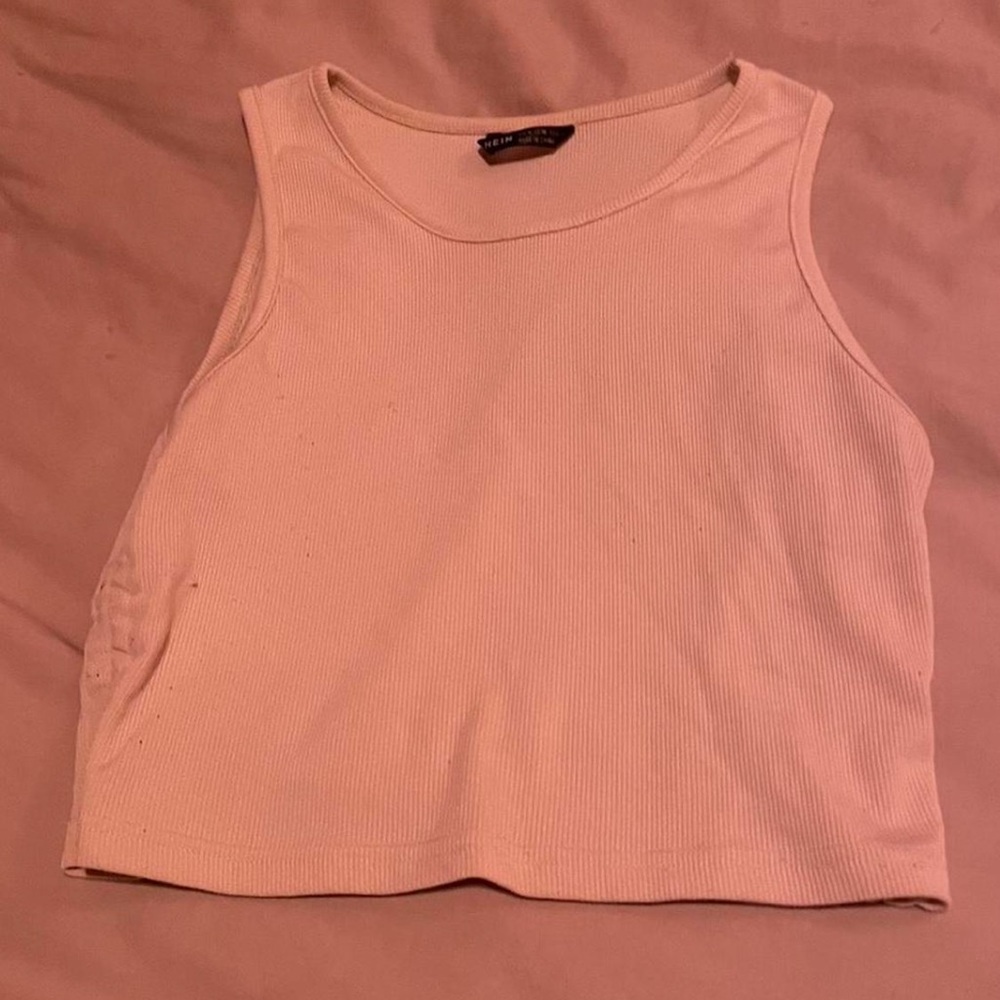 SHEIN Cream Ribbed Crop Top